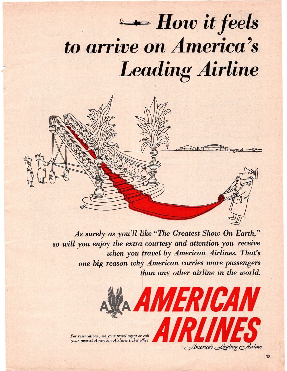 American Airlines / John Sexton & Co Clock Advertisement 1957 Vtg Ringling Bros